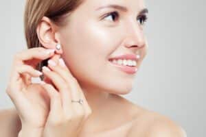 woman wearing earring